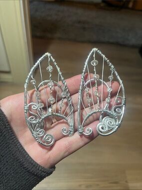 Silver Elf Ears- Handcrafted Silver Wire with Crystal Beads
